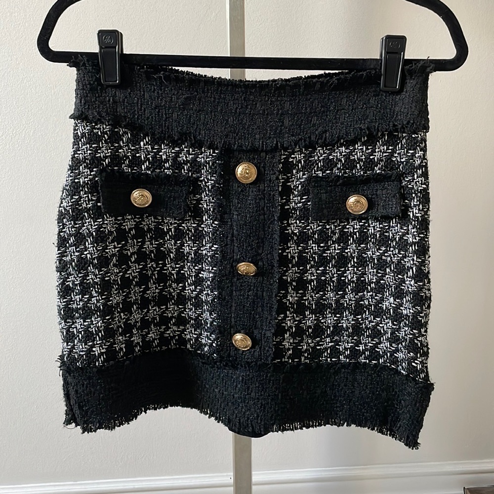 G&P Vancouver houndstooth gold button mini skirt US sz XS